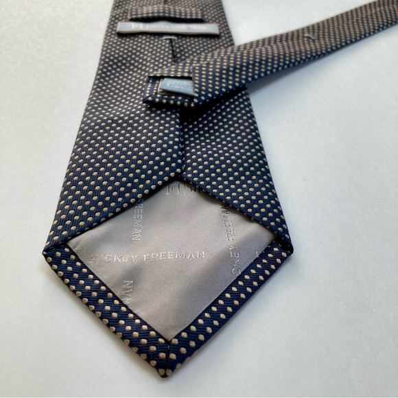 Hickey Freeman Black & Butter Yellow Dotted Classic Heavy Silk Tie 3.5” 59” - Picture 7 of 8